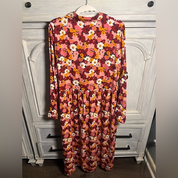 Boutique Fantastica Red Floral Marianne Marigold Collared Midi Dress Boho - Picture 10 of 10